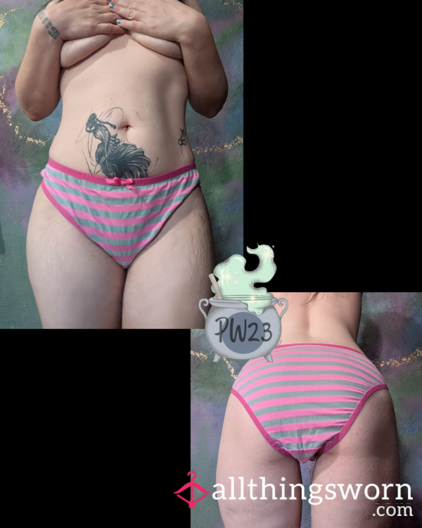 Full Back Pink & Blue Striped Panties