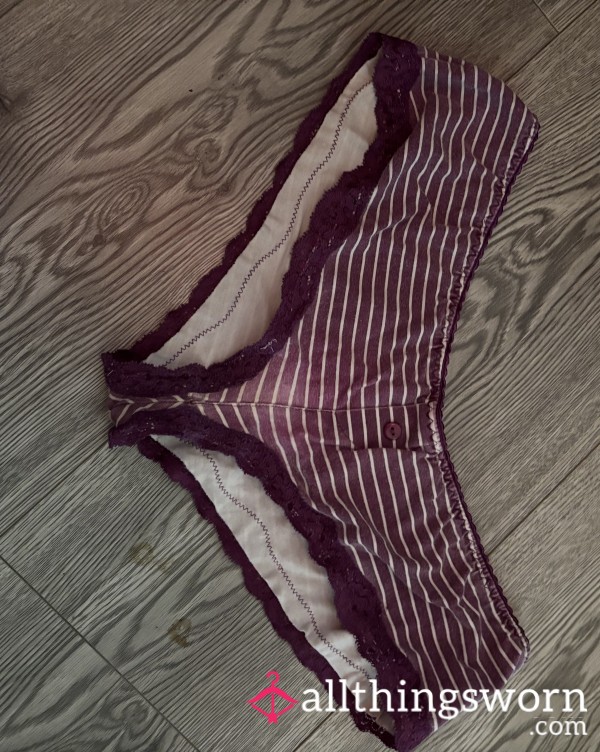 Full Brief Purple And White Striped Panties