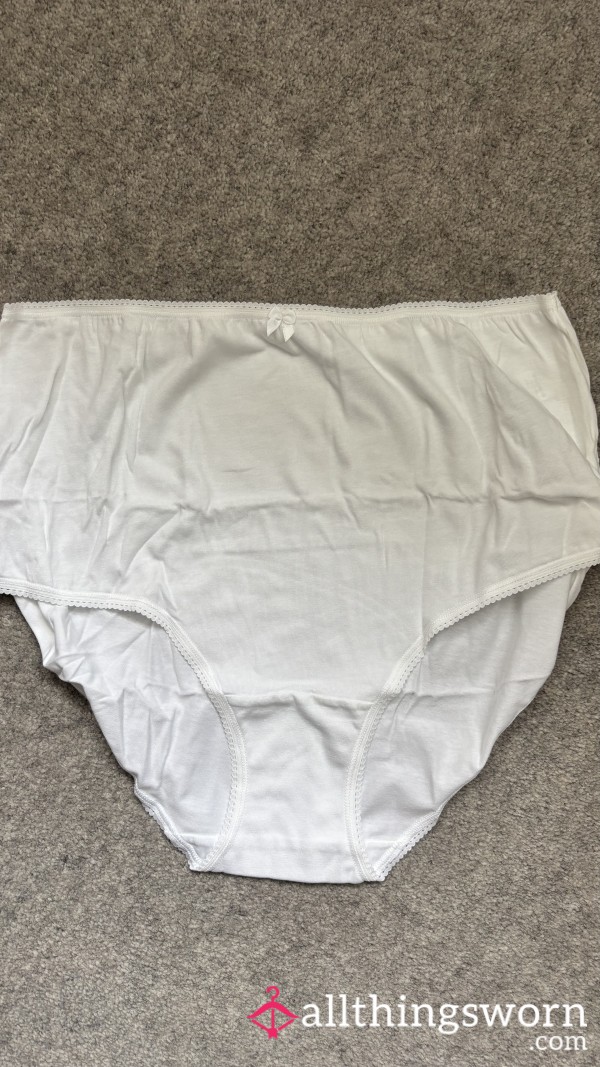 Full White Granny Briefs Size 18 , 48 Hr Wear