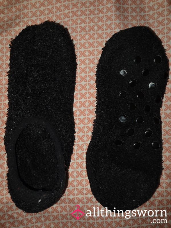 Fuzzy Black Ankle Socks
