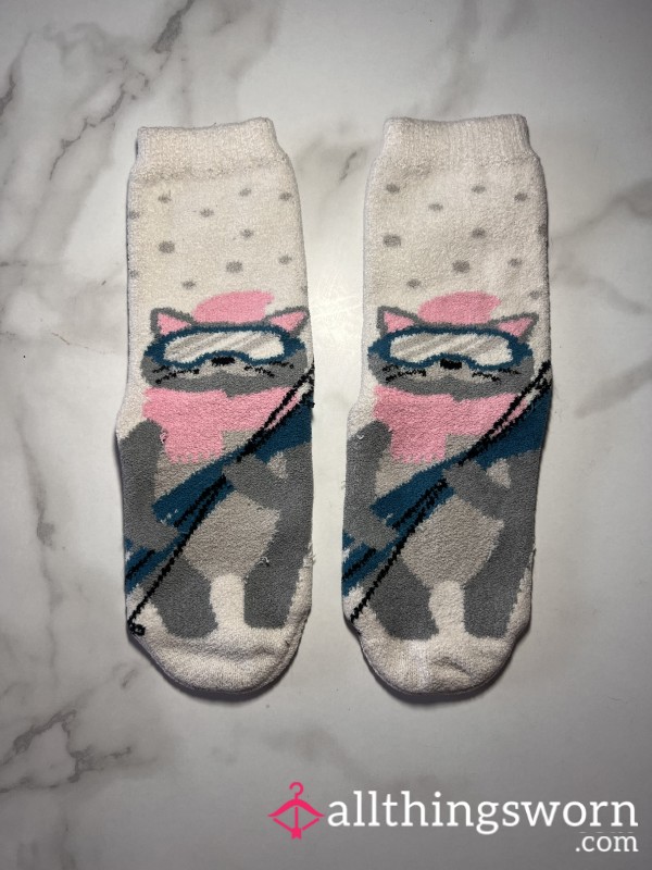 Fuzzy Cat Ski Socks (Size 7)