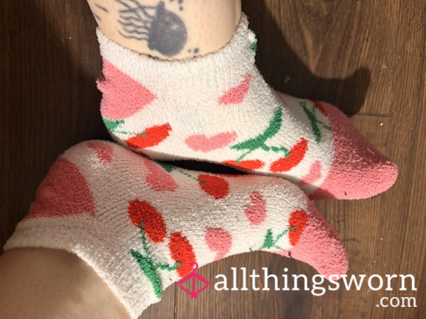 Fuzzy Cherry Socks❤️