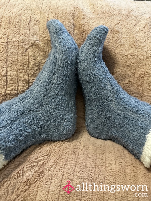 Fuzzy Dark Blue Long Socks
