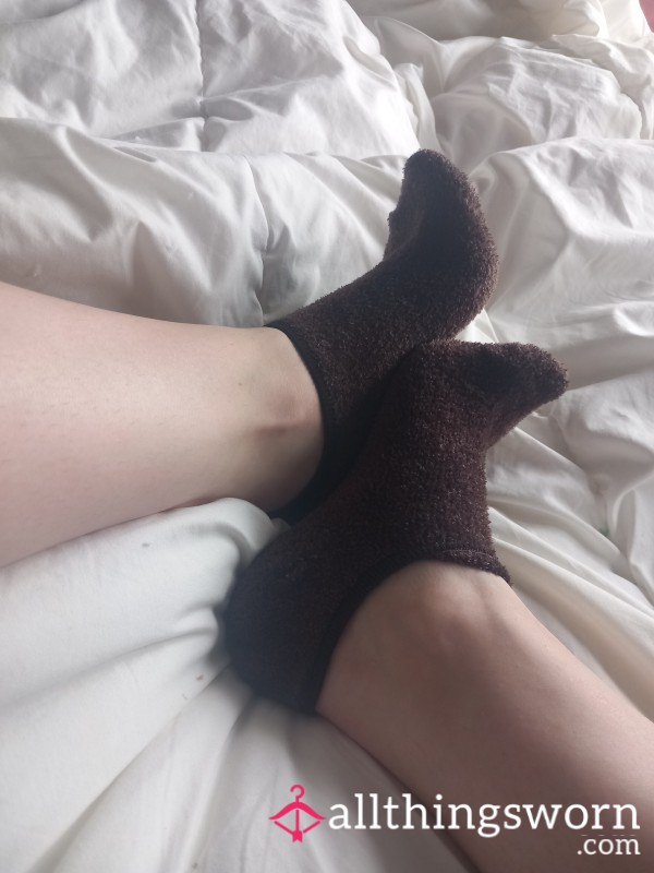 Fuzzy Fluffy Ankle Socks🥵👣 Dark Brown