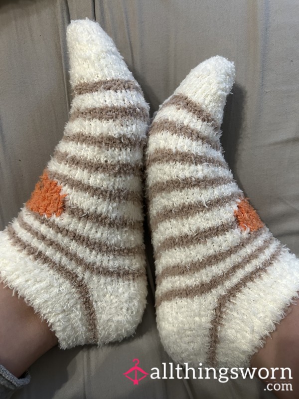 Fuzzy Pumpkin Socks