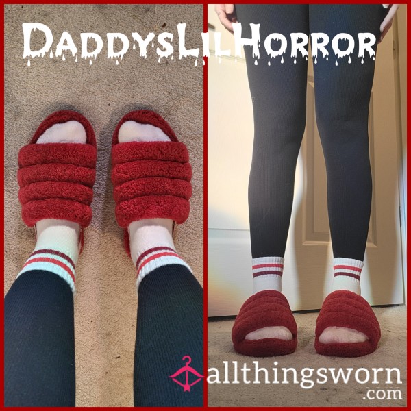 Fuzzy Red Ugg Slides