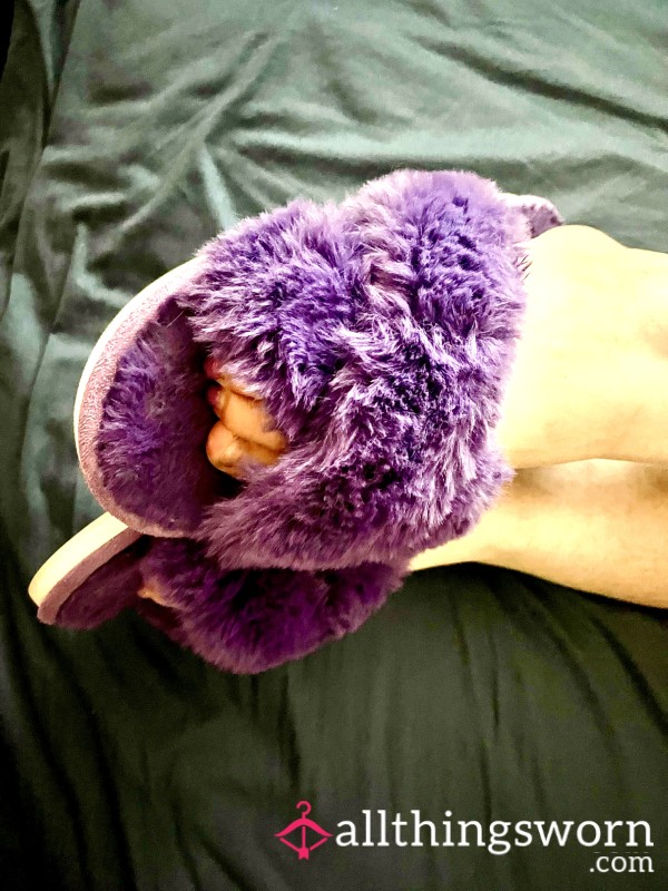 Fuzzy Slippers-Enjoy My Feet In These Fuzzy Wuzzy Slippers-c*ck Squeeze