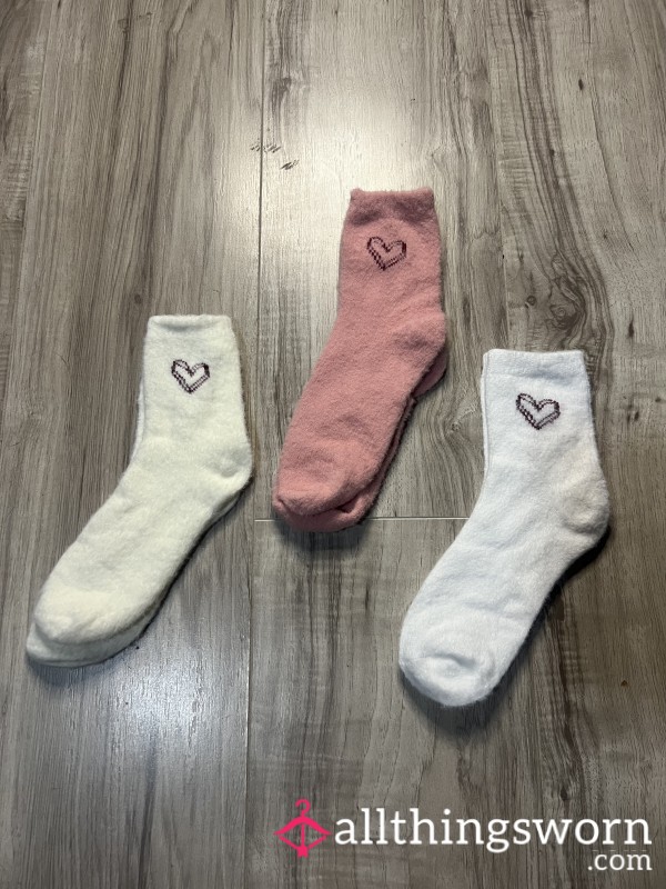 Fuzzy Socks With Heart