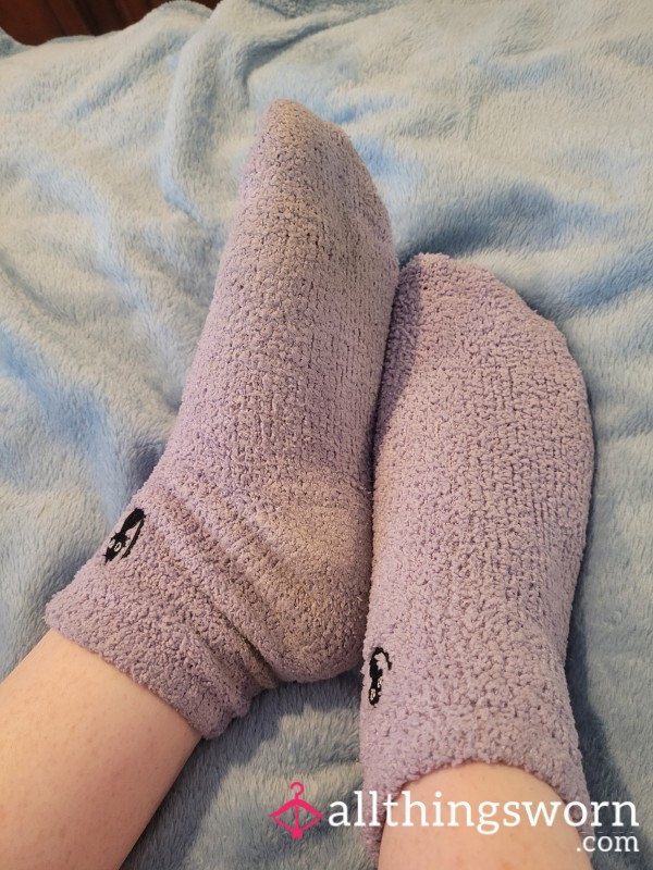 Fuzzy Stained Purple Socks