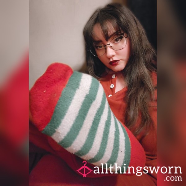 🎄Fuzzy Striped Christmas Socks❄️