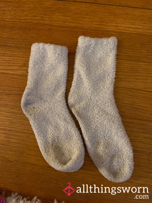 Fuzzy Thick White Socks