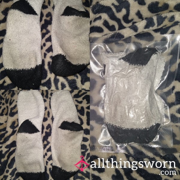 Fuzzy White Socks Worn 48 Hrs