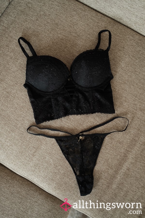 G-string & Corset Set, 48hr Wear + Photos 🖤