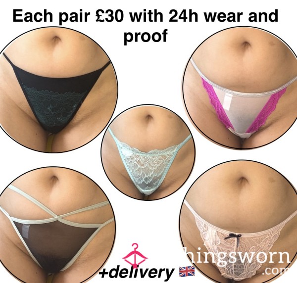 G-String Each Pair £17 With 12h Wear +wearing Proof And Delivery Uk