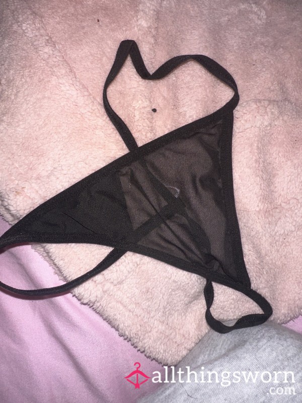 G String Well Worn Black Mesh