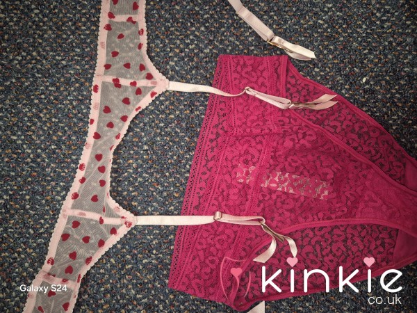 Garter Belt And See-through Lace Neon Pink