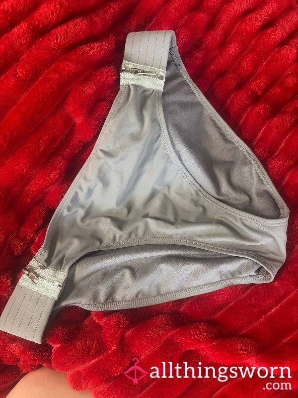 Gently Worn Gray Zipper Panties (Freshly Packed & Scented)
