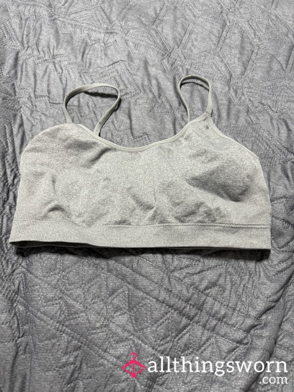 Gently Worn Grey Sports Bra – Full Of My Scent🖤