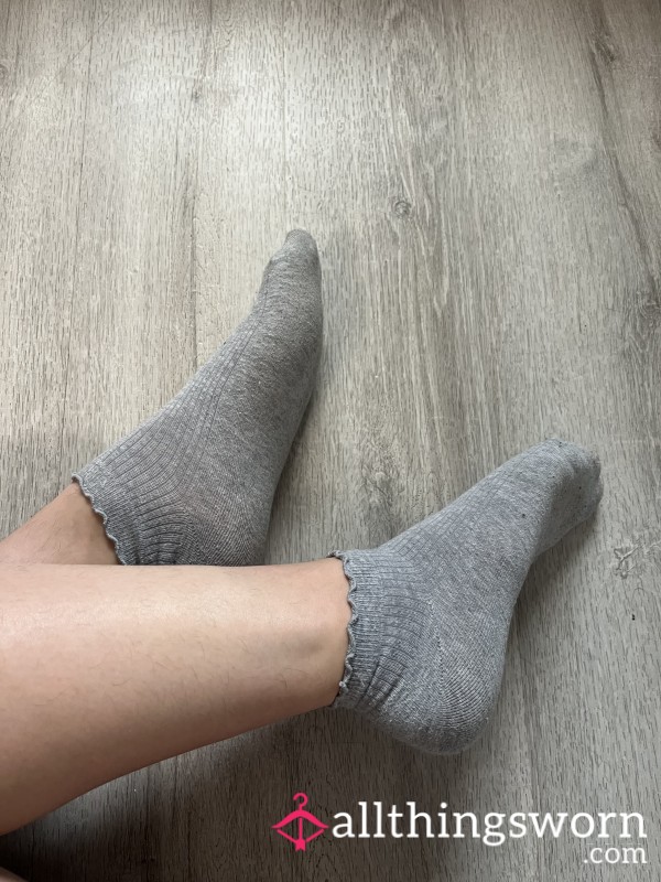 Get Your Grey Ruffled Socks