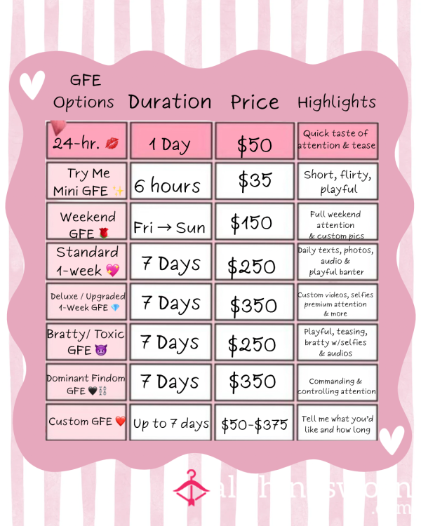 GFE Menu 💖