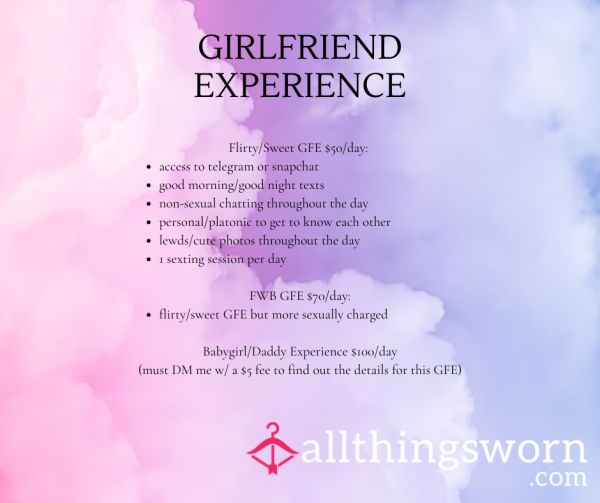 GFE - Per Day (Flirty/Sweet, FWB, Babygirl/Daddy)