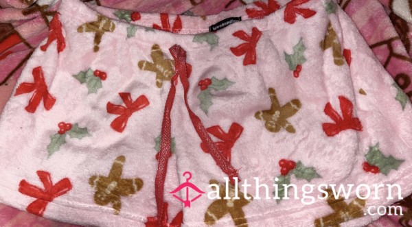Gingerbread Pink Furry Fuzzy Soft Pajama Booty Shorts ⛄️❄️💗 (large - Extra Large)