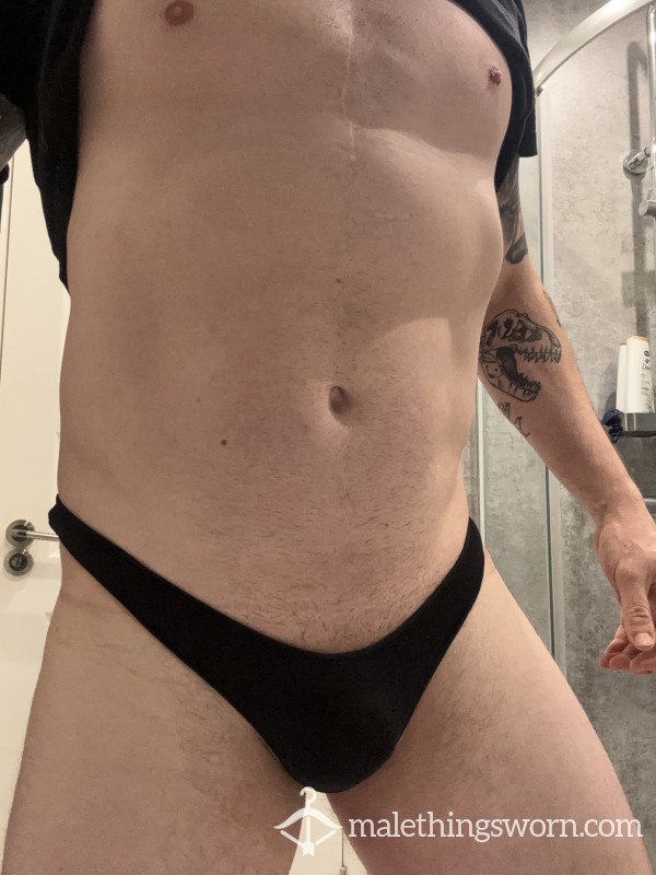 Girly Black Cotton Thong