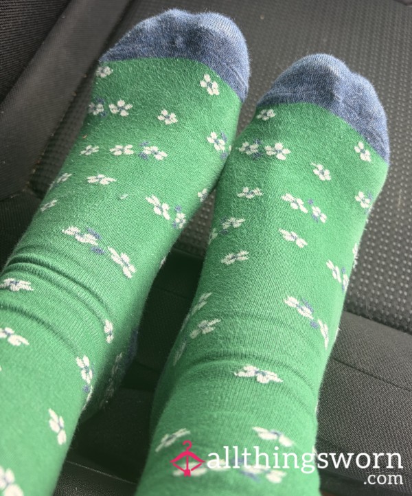 Girly Green Flor*l Socks
