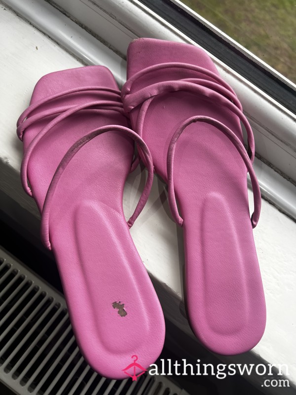 Girly Pink Flats/slippers - Size 5 - Worn Over 10 Times On Vacations