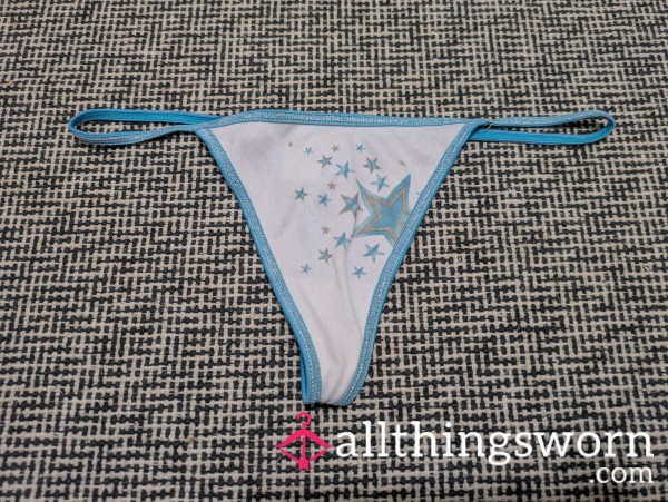 Glitter Blue Y2K G String Thong