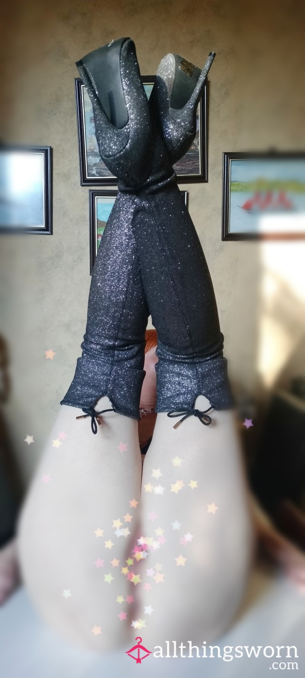 Glitter Thigh Stilletto Boots With Free Surprise Panties