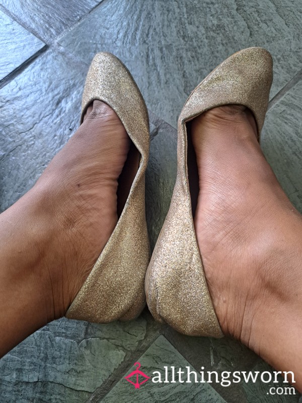 Glittery Gold Steve Madden Flats