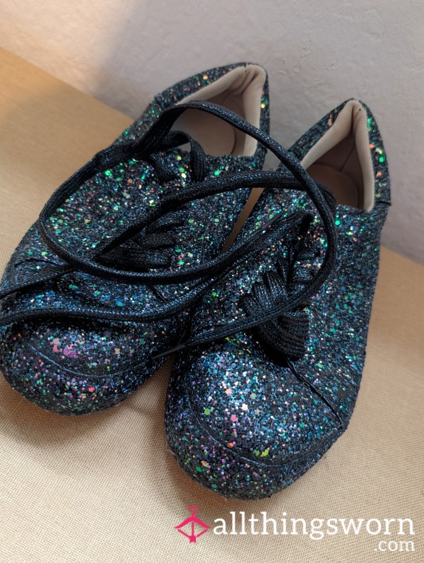 Glittery Lace Up Pumps - Sa**y And Sparkly - Worn Well