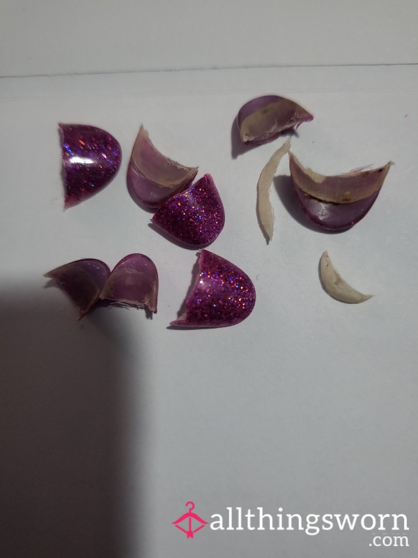 Glittery Pink Nail Clippings
