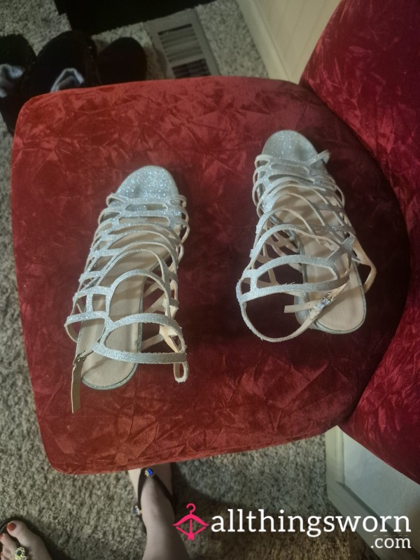 Glittery Silver High Heels BROKEN