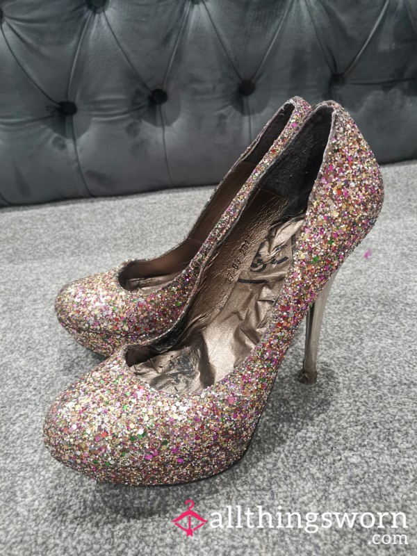 Glitzy Worn High Heels
