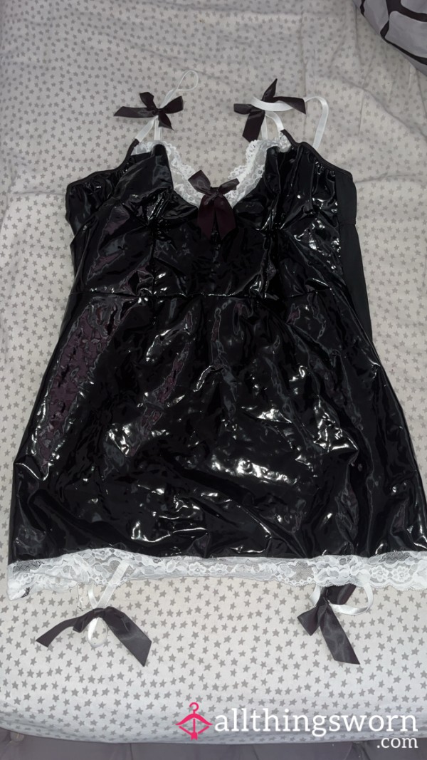 🖤 Glossy Maid Fantasy Dress – Worn & Ready For You 🖤