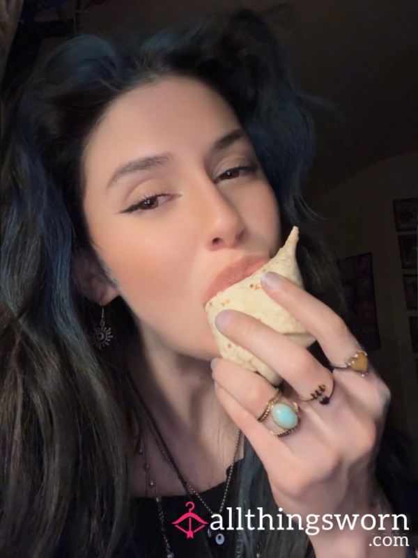 Goddess KJ Eating A Burrito
