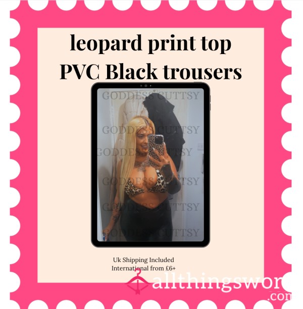 Goddess Leopard Print Top & PVC Leather Trousers