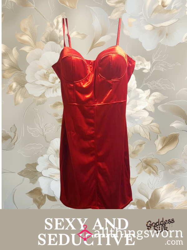 Goddess Silk Red Satin Corset Dress | Pheromone & Perfume Infused | Date Night Glow
