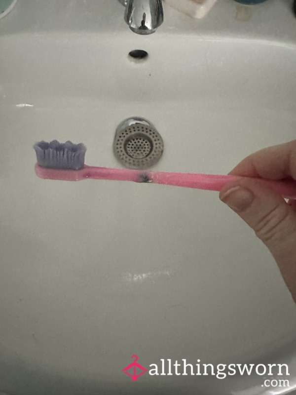 Goddesses Thoroughly Used Pink Nano Bristle Toothbrush With Add Ons Available 😈🔥🥵