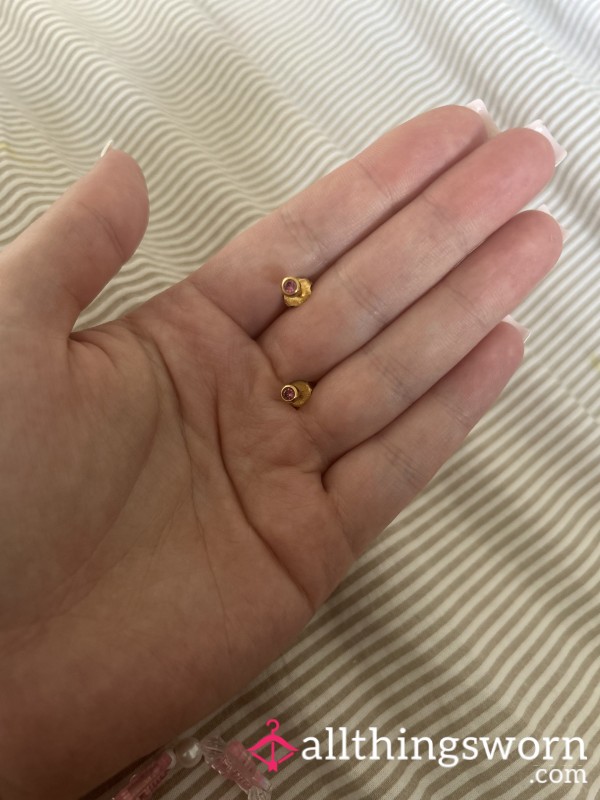 Gold And Pink Earrings