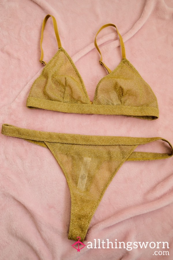 Gold Bra And Panties Set - 48hr Wear 💛