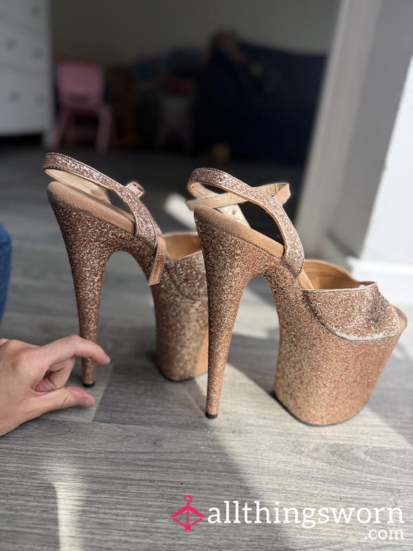 Gold Glitter Stripper Shoes Well Danced In