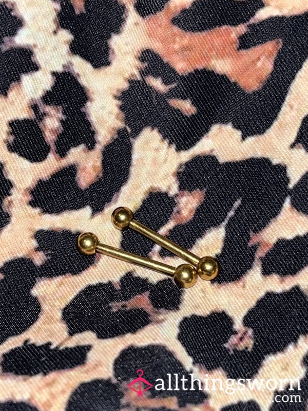 Gold Nipple Bars - 6 Months Used - Slightly Crusty