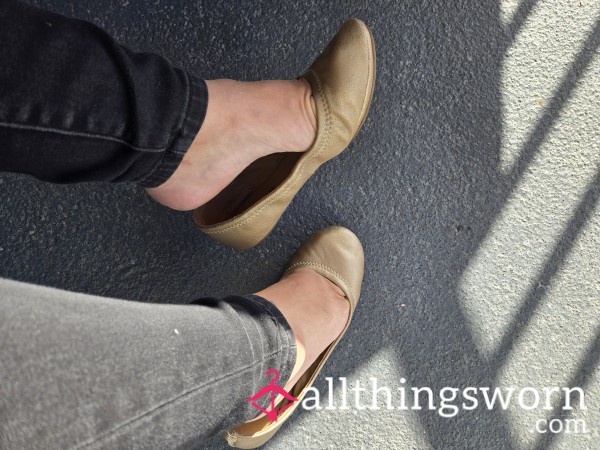 Gold Round Toe Ballet Flats