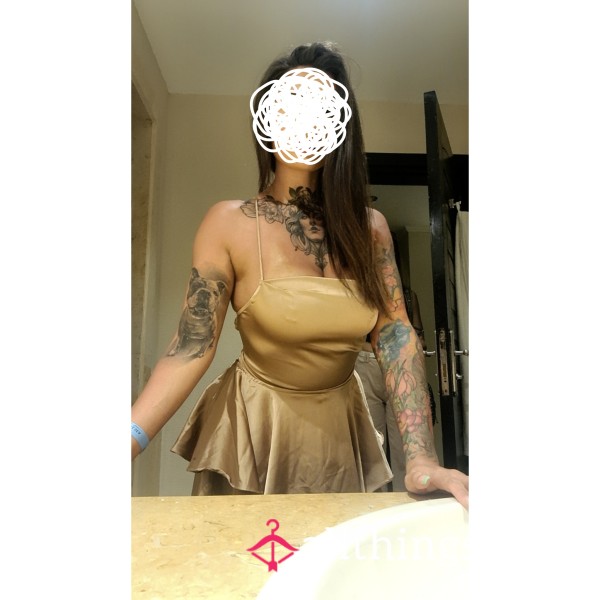 Gold Satin Backless Dress