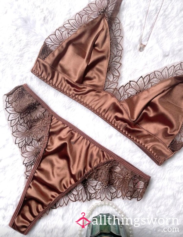 Gold Satin Lingerie Set