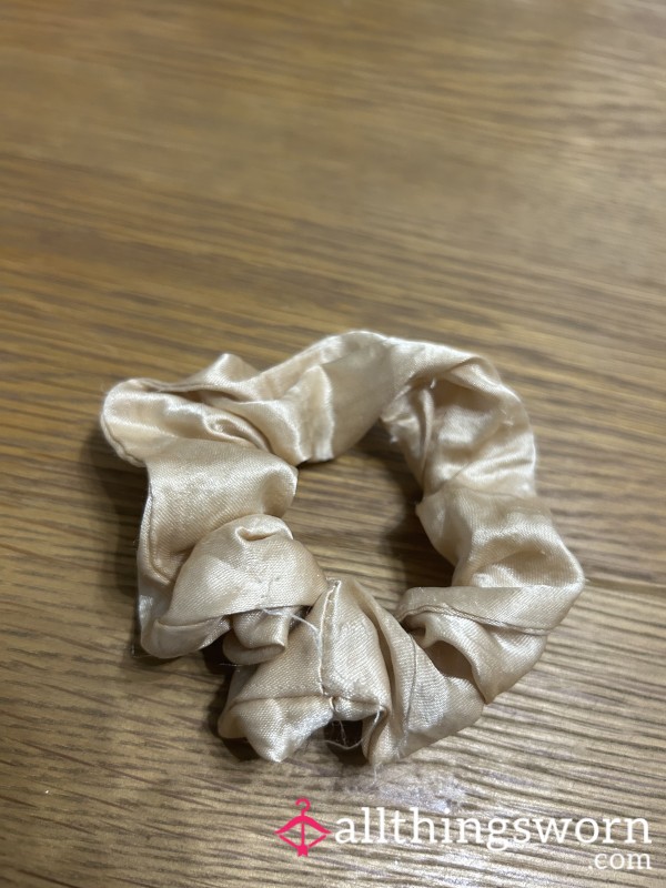 Scented Gold Satin Scrunchie Worn For Over A Month