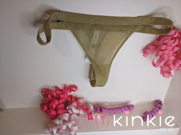 Gold See Through Thong